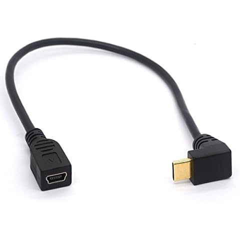 OpenII Mini USB to Type C Cable Cord, Right Angled USB 3.1 Type C Male to Mini 5-Pin B USB Female Adapter Cover