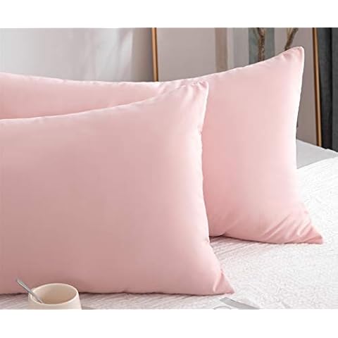QZY 2er Pack Kissenbezug 40x80cm Hochwertig & Qualitäts Kissenhülle mit Reißverschluss 100% Microfaser in 5 Farbe Dunkel-Grau/Schwarz/Rosa/Weiß/Beige Cover