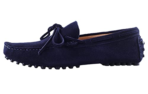 Santimon Mens Penny Loafers Classic Suede Leather Moccasins Casual Slip On Driving Prom Shoes2