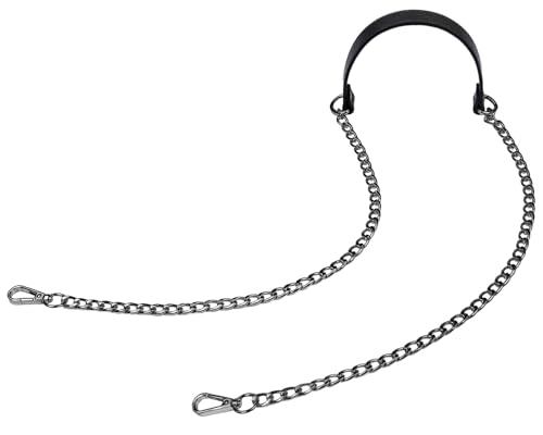 VanEnjoy 12MM Replacement Chain & Genuine Leather Shoulder Crossbody Straps for Handbags Purse Bags (Black-Gun Metal)