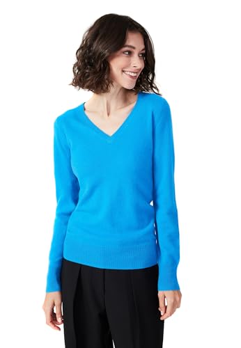 Women's 100% Cashmere V-Neck Sweater, Regular Fit, Premium Knit Jumper for Autumn and Winter