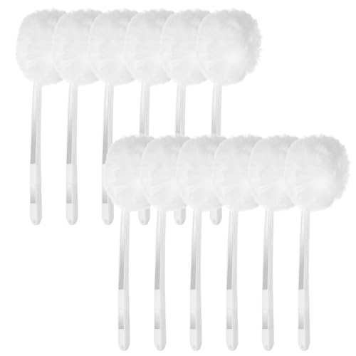 Afcabakila 12 Pack Toilet Bowl Brush Soft Swab 11 Inch Toilet Bowl Mops Cotton White Reusable Long Plastic Handled Cleaners Scrubber Mop with Silk Cotton for Toilets Sink Bathtub Without Cone Cup