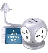 Embox 5 Meter Extension Board with USB, 6A Spike Guard 4 Universal Sockets Type C USB, Safety Shu...