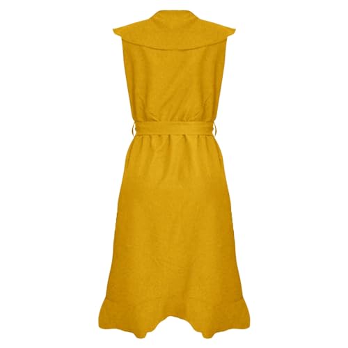 Robe d'été longue à manches à volants et ourlet asymétrique chic - 5