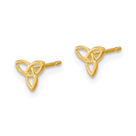 Authentic 14K Solid Yellow Gold Celtic Knot Triquetra Stud Earrings, Dainty 14K Real Gold Trinity Knot Earrings, 5mm x 6mm