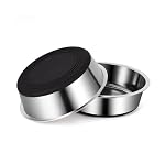 Dog Bowls Durable Heavy Duty Stainless Steel Dog Bowls Non-Slip Basic Bowl for Dogs with Rubber Base (2 Pack, 3 Cups)
