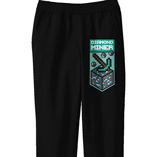 Minecraft Diamond Miner Symbol Youth Black Graphic Jogger Pants2