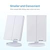 GRIFEMA Specchio per Trucco Trifold con Luce a 32 LED, con Illuminazione, Ingrandimento 3/2/1, Specchio da Tavolo Touch, Regolabile a 180°, USB e Batteria, Bianco #4