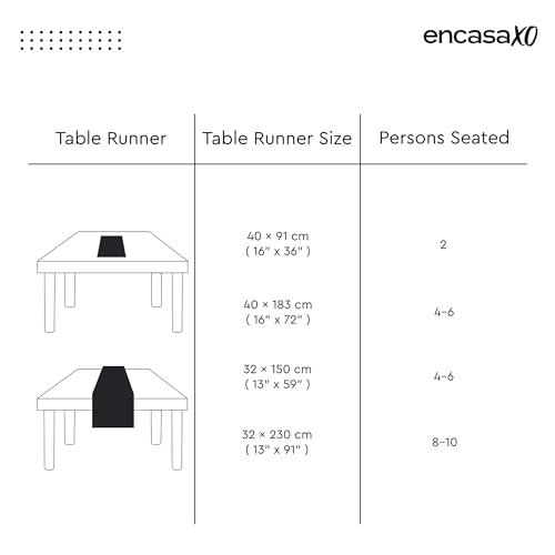 Image of Encasa XO Dining Table Runner for 4 Seater | Pure Cotton Hemstitched Design | Size 32x150 cm | Natural - Machine Washable