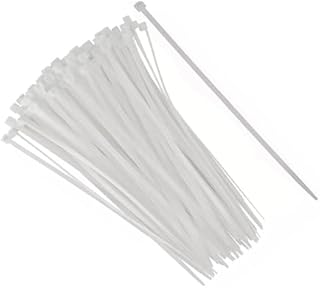 سلك قفيز رباط بلاستيك ، أفيز حزام شديد التحمل ذاتي القفل متعدد الاستخدامات (100 رباط ، ابيض ، 25 سم ، 4.8 مم ) - من كابر تريد