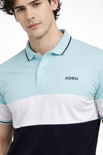 Image of ADRO Multicolour Polo T Shirt | 100% Cotton Mens Polo Tshirt | Regular Fit Half Sleeve Cut & Sew Polo T-Shirt for Men