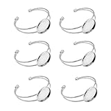 MIAO JIN 6 Pcs 25 mm Adjustable Round Cabochon Bezel Tray Blank Bangle for Crafting DIY Bracelets Making