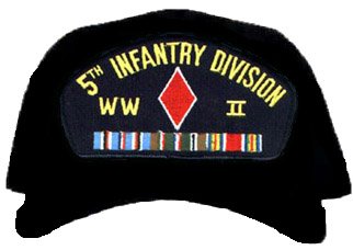5TH INFANTRY DIVISION WORLD WAR II W/RIBBON EMBROIDERED EMBLEM BLACK Ball Cap/ Hat