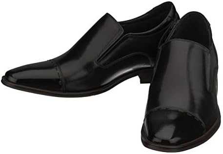 CALTO Men's Invisible Height Increasing Elevator Shoes - Black Leather Slip-on Formal Dress Loafers- 2.8 Inches Taller - Y5014 - Size 8 D(M) US | Image 3