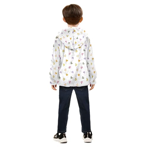 Colorful Heart Design Girls Fleece Jacket Girls Fall Jacket Girls Zip Up Hoodie Girls Sherpa Jacket 2-10T4
