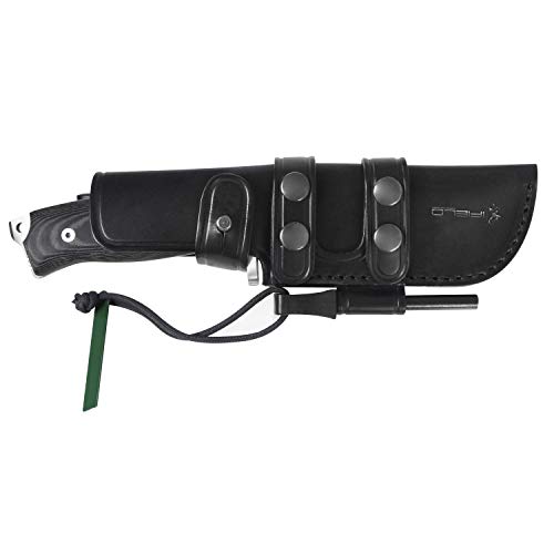 Ifield Survival Knife Workout El29103, 4.6 Inch Satin Mova Blade, Black Micarta Handle, With Black Leather Sheath, Camping Tool For Fishing, Hunting, Sport Activity #TOP4