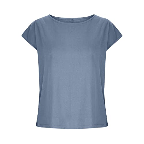 Boat Neck Linen T Shirts for Women Fall Summer Cap Sleeve Loose Fit Long Basic Tops Shirts Women 2024 Y2K3