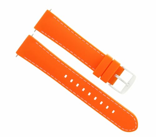 Ewatchparts 20mm Rubber Diver Watch Band Strap Compatible With Oris Watch BC3 Day Date Orange White Stitch