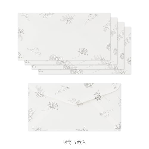 ミドリ 一筆箋 封筒付 花色和紙 白 89572006