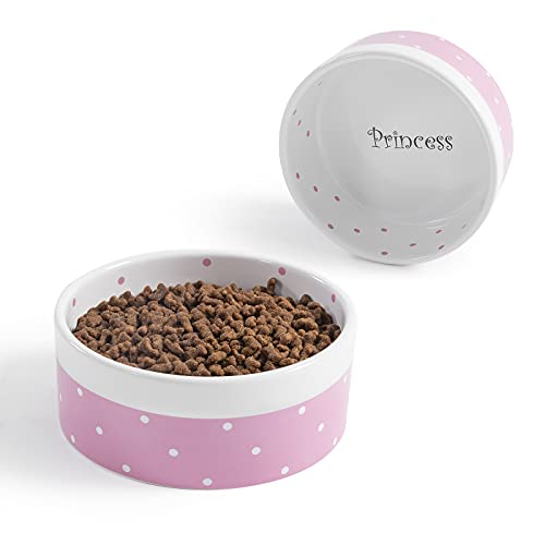 Ihoming Cat Dog Bowl, Cute Ceramic Food or Water Bowl, 2.5 Cups Capacity, Indoors Bowl for Pets, Pink