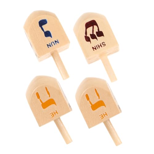 TOGEVAL 4 Piezas Peonza De Madera Dreidel Juguetes Hanuakkh Juego De De Hanukkah Adornos De Janucá para Kits De De Hanukkah Rematar con Hebreo Juego Judío