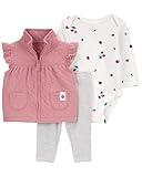 Carter's Baby girls' 3 Piece Vest Set (Quilted Pink/Raspberry, 24 Months)