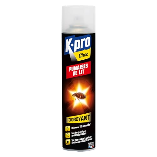 K.Pro Aérosol Foudroyant Punaises de Lit - 400 ML - Idéal pour éliminer Rapidement Les Punaises de Lit et Leurs Larves - Pack de 2, Voir Photo
