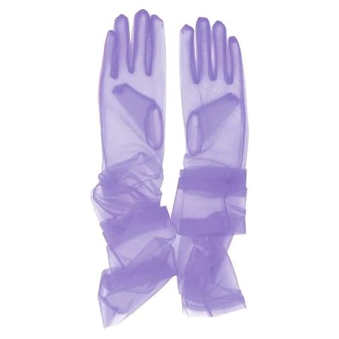 Hoseirty Women's Lavender long Tulle Wedding Party Gloves for Bride 27.5" Elbow Length Vintage Sheer Tea Party Evening Prom Opera Party Gloves Cover