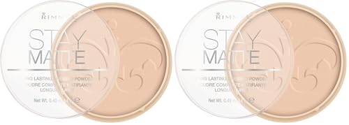 Rimmel London Stay Matte - 011 Creamy Natural - Pressed Powder, Lightweight, High Coverage, Shine Control, 0.49oz (Pack of 2)