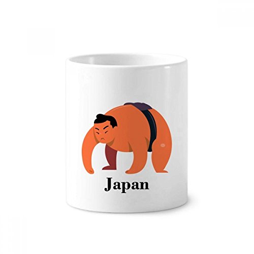 Tasse japonaise en céramique Sumo 350ml et porte-pinceaux blanc