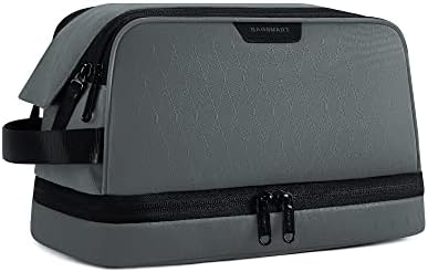 حقيبة سفر لأدوات العناية الشخصية للنساء والرجال، حقيبة حلاقة مقاومة للماء من بازمارت لإكسسوارات أدوات المرحاض، حقيبة مكياج، مجموعة دوب تعليق، منظم أدوات تجميل خفيف الوزن, رمادي, مقاوم للماء