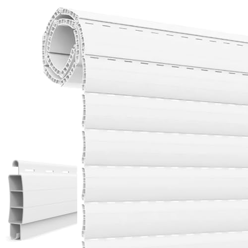 Rollo De Persiana Enrollable Exterior de Lama Semi Curva 45mm PVC A Medida. Medidas Ancho 91 x 140 Alto. Color Blanco