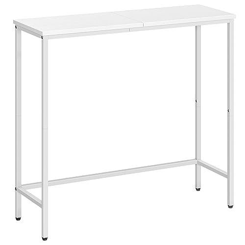 HOOBRO Console Table, Slim Console Table for Hallway, Metal Frame, Modern Compact Display Table, Sofa Table for Small Spaces, Entryway, Living Room, Sturdy, Metal Frame, White EWW75XG01