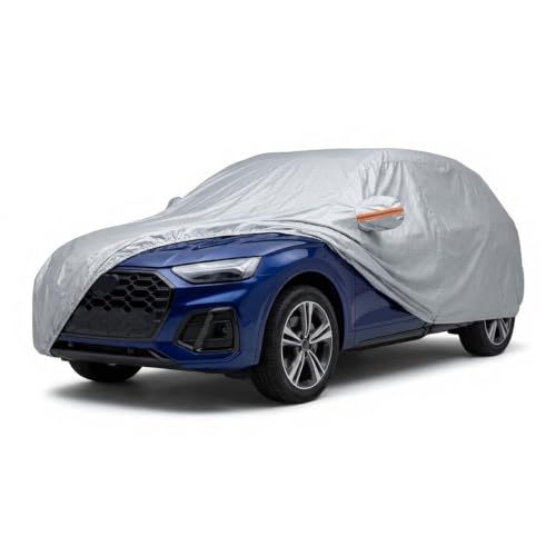 Image of myTVS 100% Waterproof Car Body Cover for Audi Q5 - Custom-Fit, Double-Layer, UV & Dust Proof, Mirror Pockets & Elastic Clip Lock (CSK 10A)