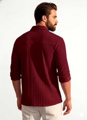 Image of Amazon Brand - INKAST Men's Casual Button Down Shirts Long Sleeve Linen Shirt Fashion Textured Beach Summer Shirt