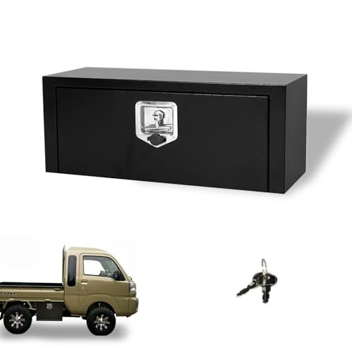 Eivojor Heavy Duty Underbody Tool Box Truck Bed Storage with T-Handle Lock Black Steel Smooth Surface Truck Tool Box for TruckPick Up RVTrailer27.5 x 10 x 11 inch