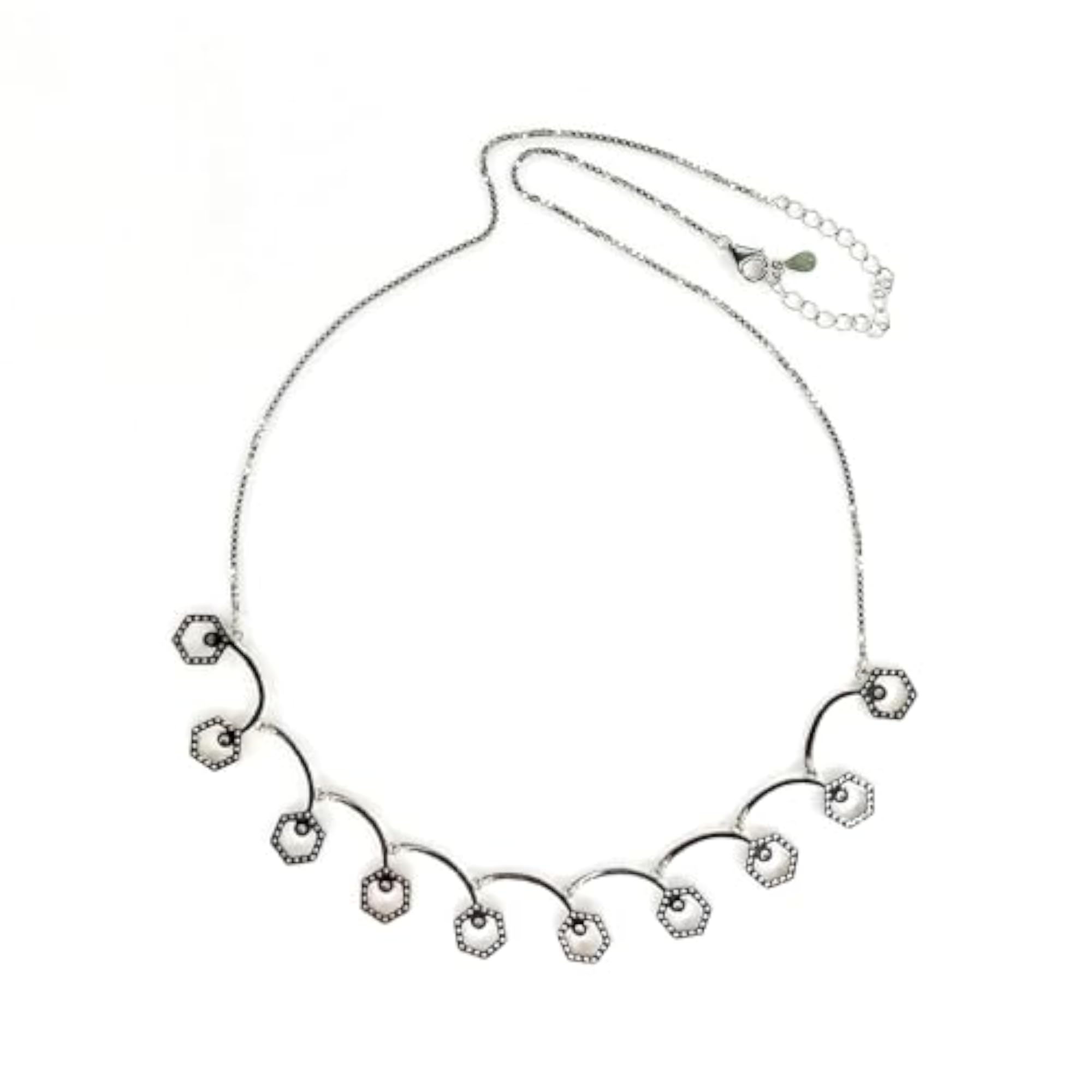 Women's 925 Sterling Silver Statement Necklace, Geometric Drop Design