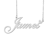 Aoloshow Stainless Steel Silver James Heart Name Necklace Charm Pendant Jewelry for Mom Best Friends