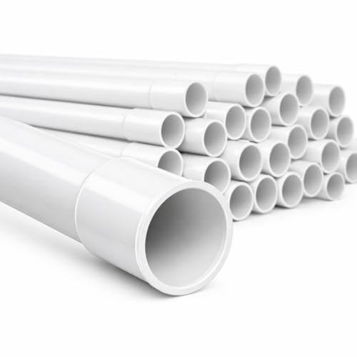Installationsrohr Kabelrohr Elektroinstallationsrohr PVC weiß mit Muffe 25m Set (25 × 1 m) – Ø 16–37 mm Kabelkanäle (Ø 16 mm | 25X1m)