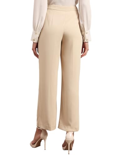 Image of VERO Moda Women's Relaxed 'Desk-to-Dinner' Straight Fit High Rise Stretch Formal Trousers | Formal Pants for Women