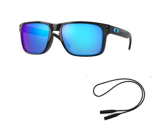Oakley OO9102 Sunglasses Bundle: OO 9102 HOLBROOK 9102F5 Holbrook Polished Black Prizm and Universal Anti-slip Silicone Leash2