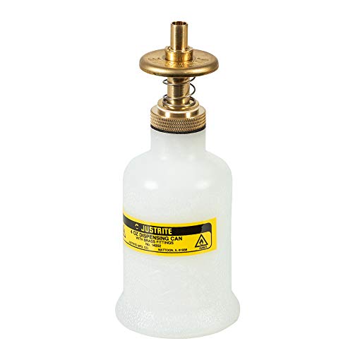 Image of Justrite 14002 Polyethylene Nonmetallic Dispensing Safety Can with Brass Head, 4 oz Capacity, Translucent