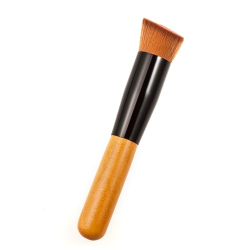 SOESFOUFU Universal Face Makeup Brush Wood Aluminum Tube Nylon Bristles 12.3cm for Foundation Application Random
