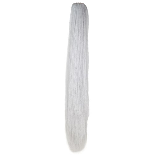 Miss U Hair Unisex Cosplay Hair Wig Long Straight Claw Ponytail Hairpieces for Kids and Adult (Silver Grey)
