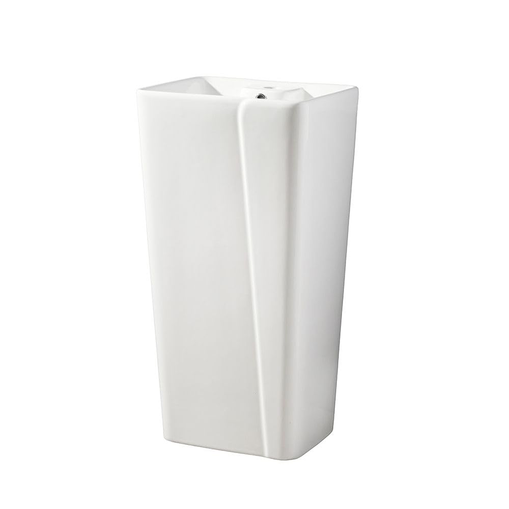 Milano White Dalton Freestanding Rectangular 1 Tap Hole Bathroom Basin Sink - 445Mm X 360Mm