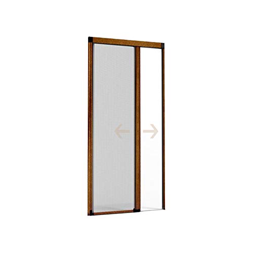 Zanzariera a Rullo in Alluminio per Porte e Balconi con Profilo Regolabile avvolgimento orizzontale 140x230 cm PREMIUM (Marrone)