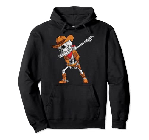 Dabbing Skeleton Cowboy Halloween Costume kids boys men dab Felpa con Cappuccio