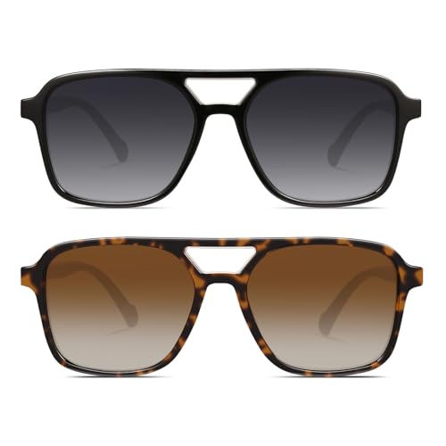 Image of GRFISIA Retro Aviator Sunglasses for Women Men Trendy Rectangle Womens Mens Sun Glasses Shades for Driving Vacation UV400