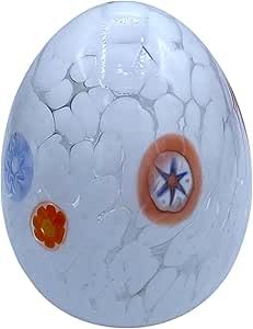Huevo de Murano rojo oscuro con murrine hecho a mano en Italia para decoración de lujo