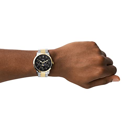 Fossil-Mens-Neutra-Quartz-Stainless-Steel-Multifunction-Moonphase-Watch-Color-GoldSilver-Model-FS5906